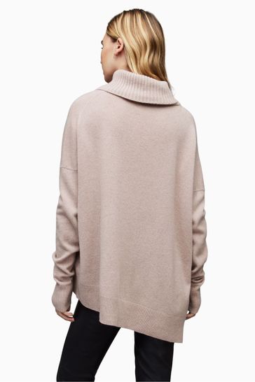 AllSaints Kiera Pink Cashmere Blend Crew Jumper