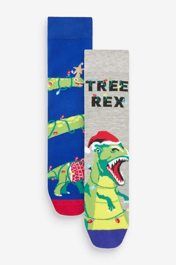 Dinosaur 2 Pack Christmas Pattern Socks