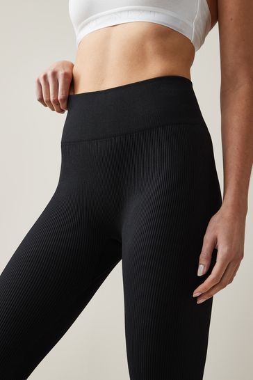 Buy Black Ribbed High Waist Leggings from Next Ireland