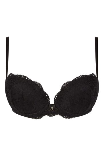 Ann Summers Liberated geo lace and mesh detail non padded longline bra in  black - ShopStyle