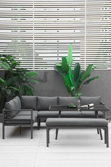 Buy Outsunny Eight Seater Grey Aluminium Frame Garden Sofa Set from the Next UK online shop