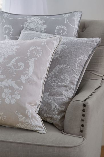 Laura Ashley Steel Grey Josette Woven Velvet Cushion