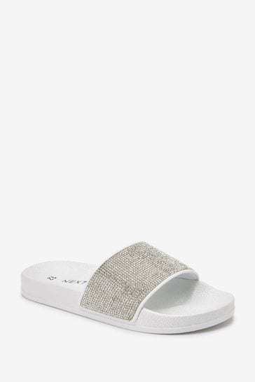 White glitter sliders store