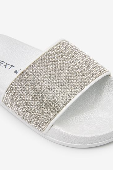 White glitter sliders cheap
