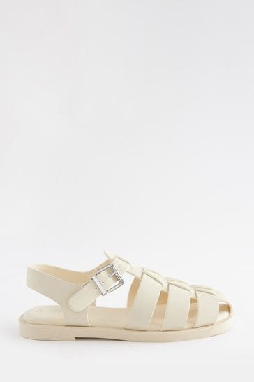 Buy Off White Leather Fisherman Sandals from Next Luxembourg
