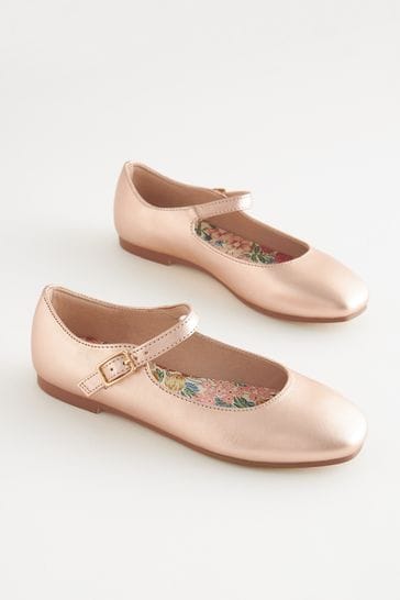Rose gold metallic flats shop