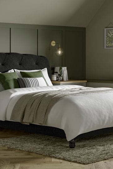 Charcoal sales upholstered headboard