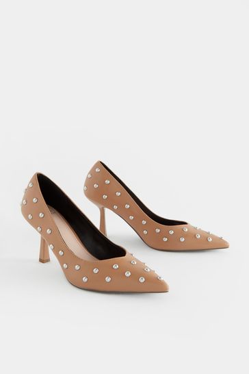 Camel Forever Comfort Studded Court Shoes