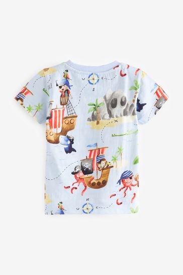 Red Blue Pirate Short Sleeve Character T Shirts 3 Pack 3mths 7yrs