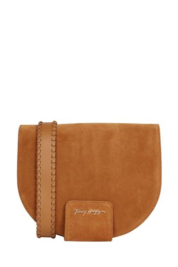 Tommy Hilfiger Brown Leather Saddle Bag