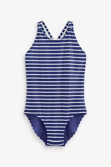 Navy blue and white bathing suit sales