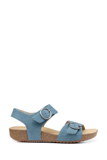 Hotter Blue Tourist Cork Wedge Buckle-Fastening Sandals