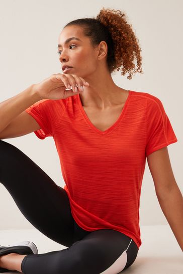 Bright Red Next Active Sports Short Sleeve V-Neck Top