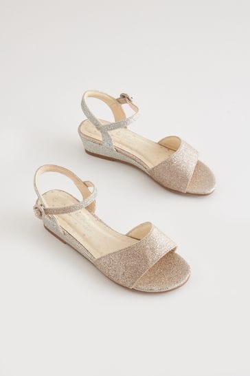 Silver/Gold Ombre Glitter Occasion Wedge Sandals