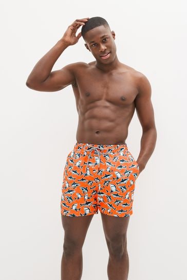 Buy Orange Shark Print Printed Swim Shorts from Next Denmark