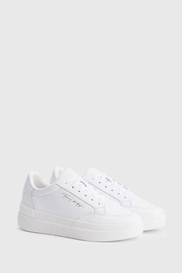 Tommy hilfiger white platform trainers on sale
