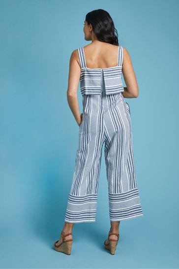 next blue striped jumpsuit