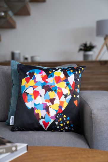 Buy Steven Brown Art Black Heart of Hearts 45cm Cushion from Next