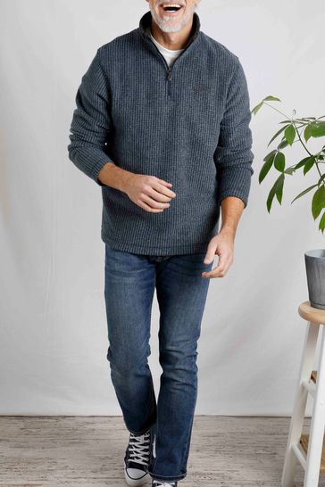 Buy Weird Fish Blue Newark Recycled Organic Zip Grid Fleece from