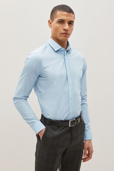 Light Blue Skinny Fit Easy Care Single Cuff Shirt