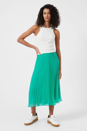 French Connection Ella Green Pleated Chiffon Skirt
