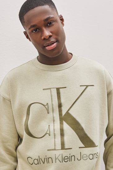 Buy Calvin Klein Jeans Natural High Shine Crew Neck Sweater from Next Latvia