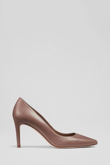 LK Bennett Brown Floret Leather Pointed Court Shoes