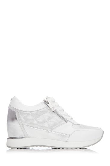 Moda in Pelle Berke Quilted Wedge Trainers With Side Zip And Lace Up Detail