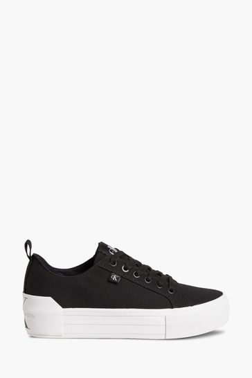Calvin Klein Black Vulcanised Flatform Bold Lace Up Trainers