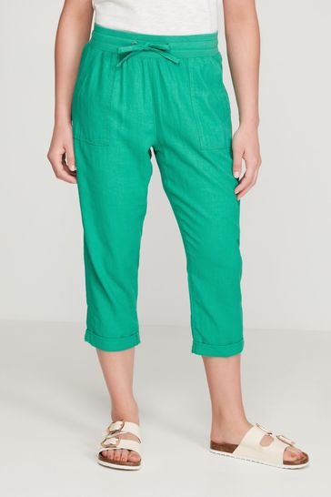 Buy M\u0026Co Green Petite Cropped Linen 
