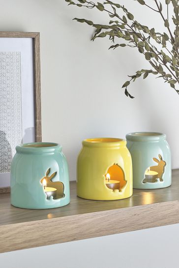 Set of 3 Yellow Easter Tealight Holders
