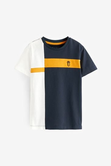 Navy Blue/Ochre Yellow Colourblock Short Sleeve T-Shirt (3-16yrs)