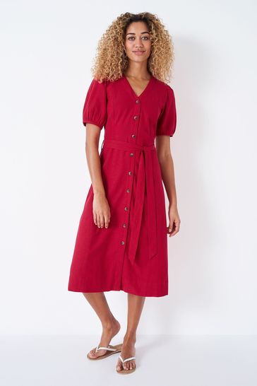 Crew Clothing Company Crimson Red Flared Dress