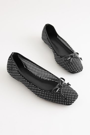 Black sparkly flat best sale shoes