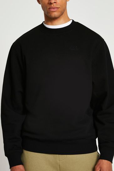 River Island Black Embroidered Regular Fit Sweatshirt