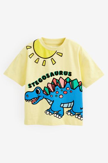 Yellow Dino Oversized Short Sleeve Character T-Shirt (3mths-7yrs)