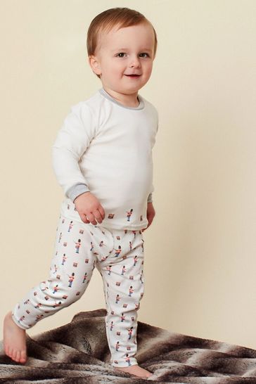 Babbico White And Grey Soldier Print Pyjamas