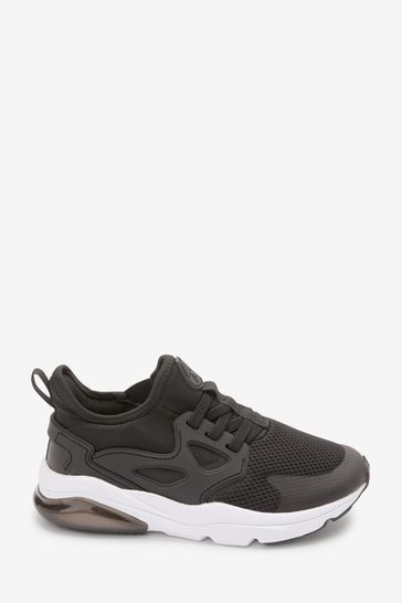 Black/White Elastic Lace Trainers