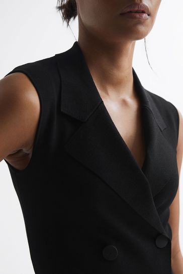 Black sleeveless tuxedo outlet dress