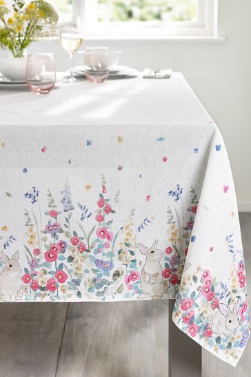 Multi Josie Bunny Rabbit Printed Tablecloth