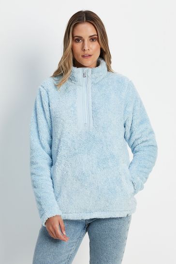 Tog 24 Ice Blue Marl Norrell Teddy Zip Neck Fleece