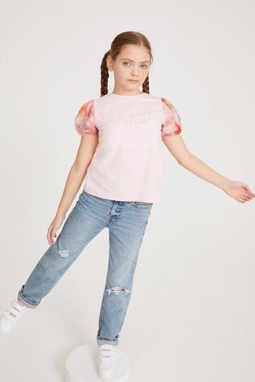 Baker by Ted Baker Pink Organza Sleeve T-Shirt