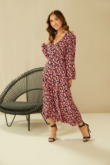 Myleene Klass Printed Long Sleeve Wrap Dress