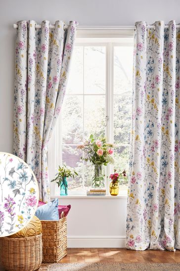 Laura Ashley Multi Wild Meadow Blackout Blackout/Thermal Lined  Eyelet Curtains