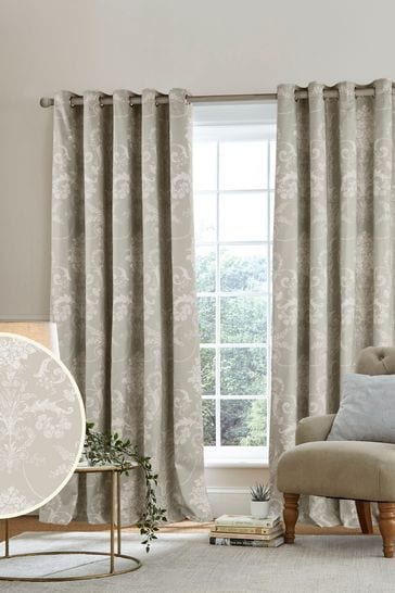 Laura Ashley Natural Josette Blackout Lined Eyelet Curtains