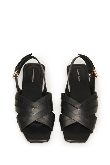 Black sandals with gold buckle on sale