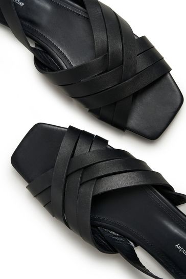 Black sandals top with gold buckle