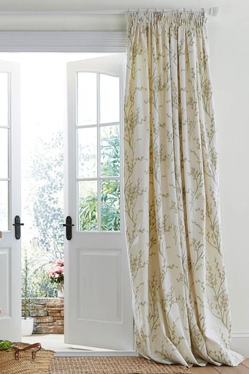 Off-White Hedgerow Pussy Willow Lined Eyelet Curtains