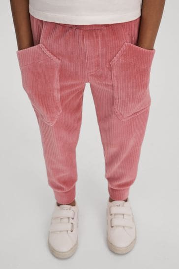 Reiss Pink Kora Senior Relaxed Corduroy Drawstring Trousers