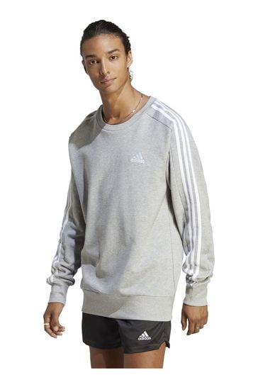 adidas Grey Sportswear Essentials French Terry 3-Stripes Sweatshirt